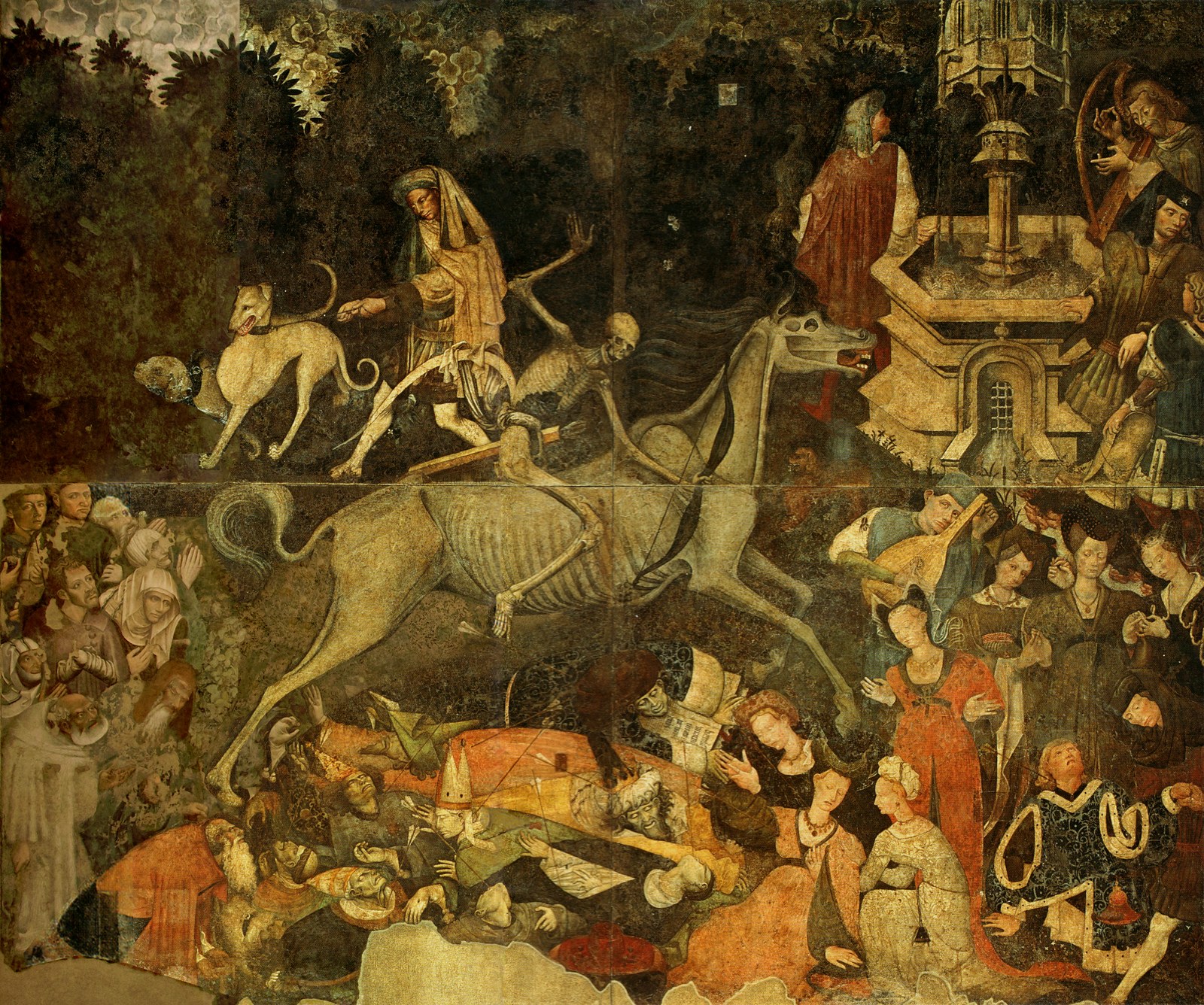 Il grande affresco quattrocentesco del Trionfo della Morte conservato alla Galleria Regionale di Palazzo Abatellis a Palermo